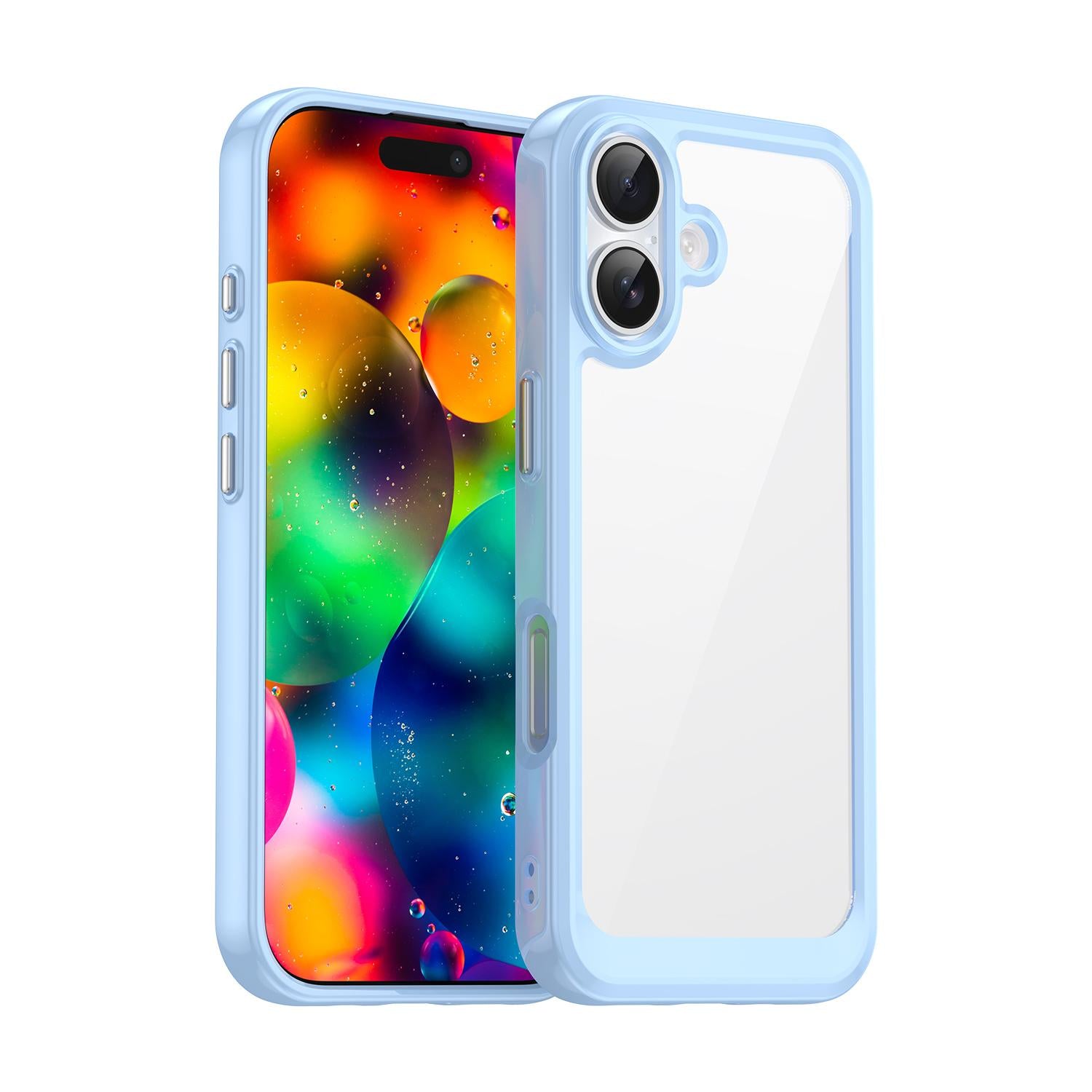 Compatible with iPhone 18 Colorful Series Acrylic + TPU Phone Case - Blue