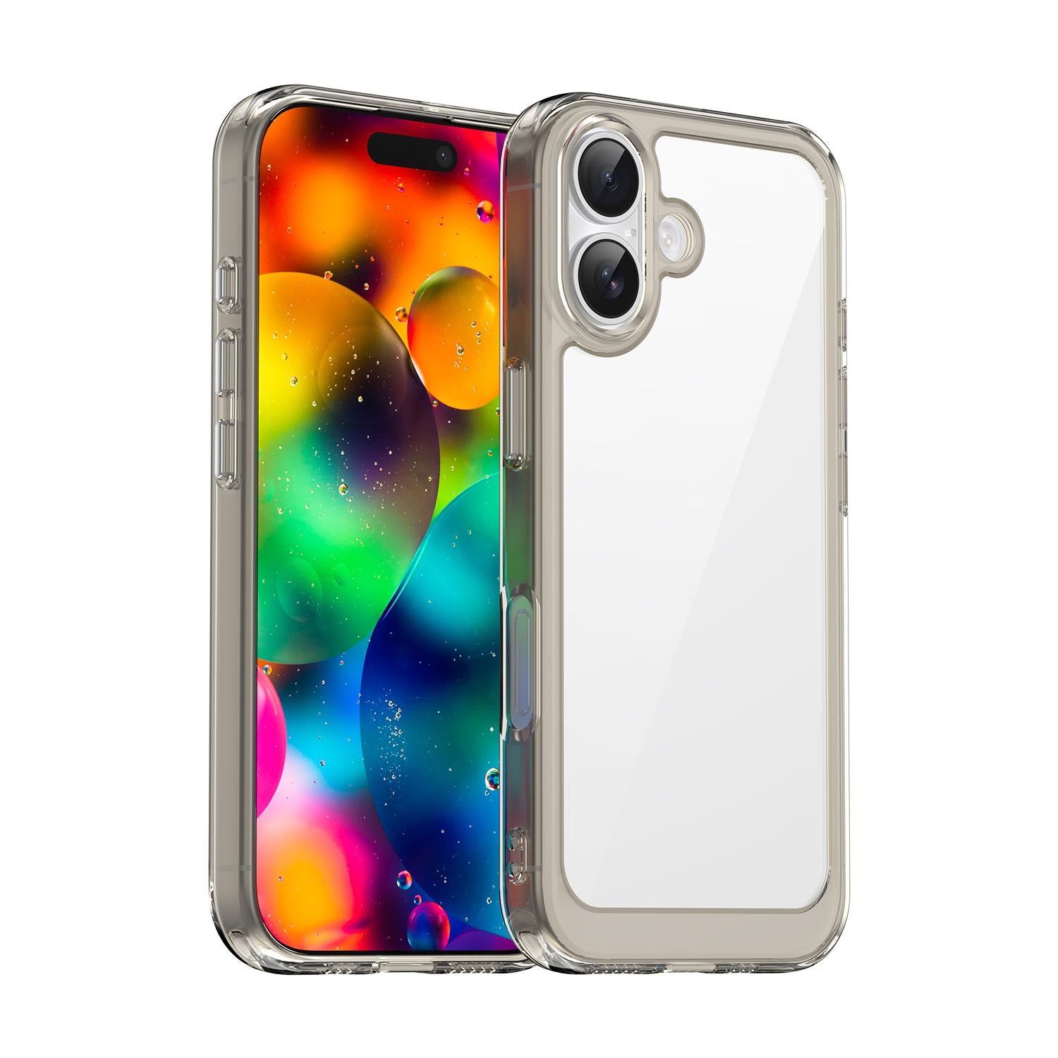 Compatible with iPhone 18 Colorful Series Acrylic + TPU Phone Case - Transparent Grey