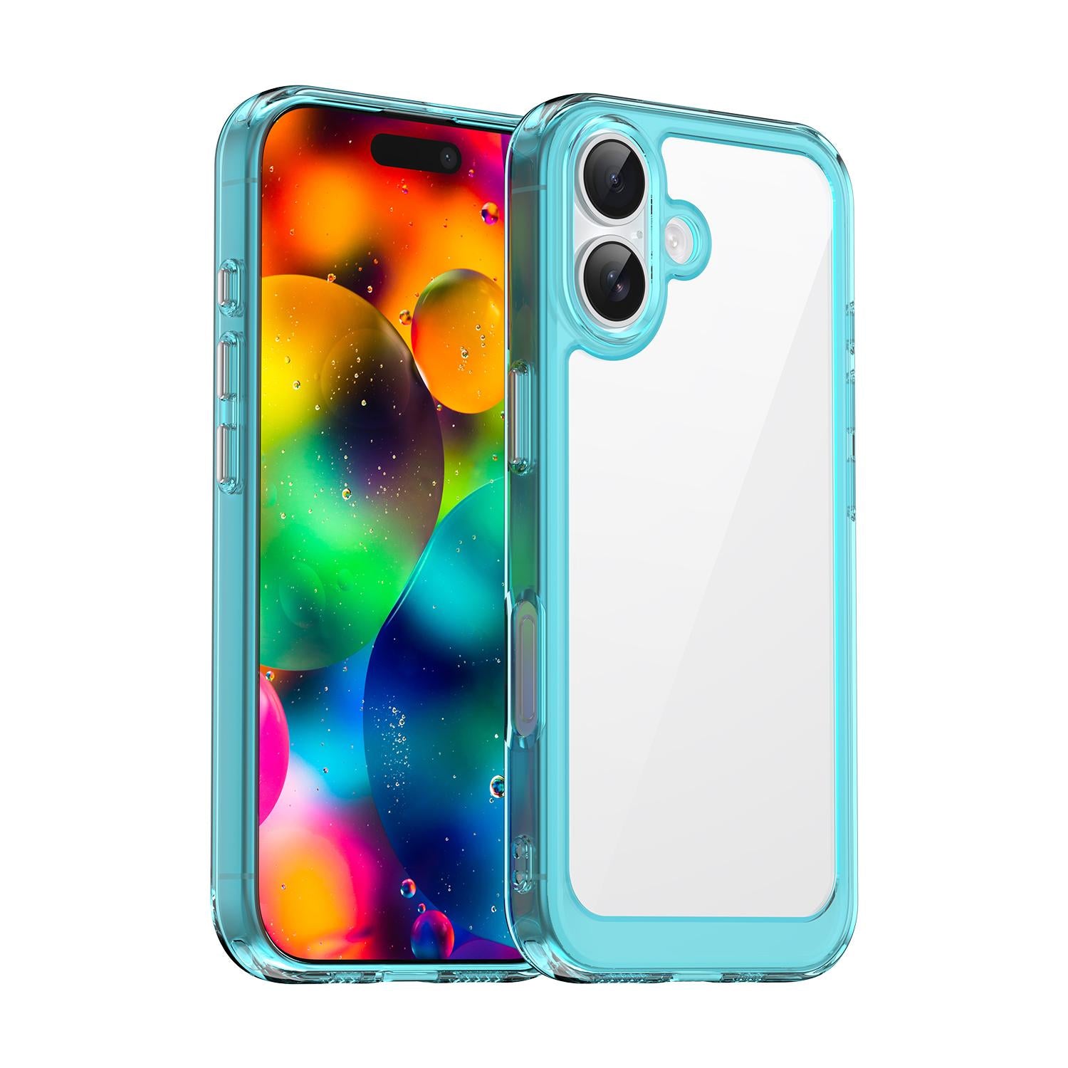 Compatible with iPhone 18 Colorful Series Acrylic + TPU Phone Case - Transparent Blue