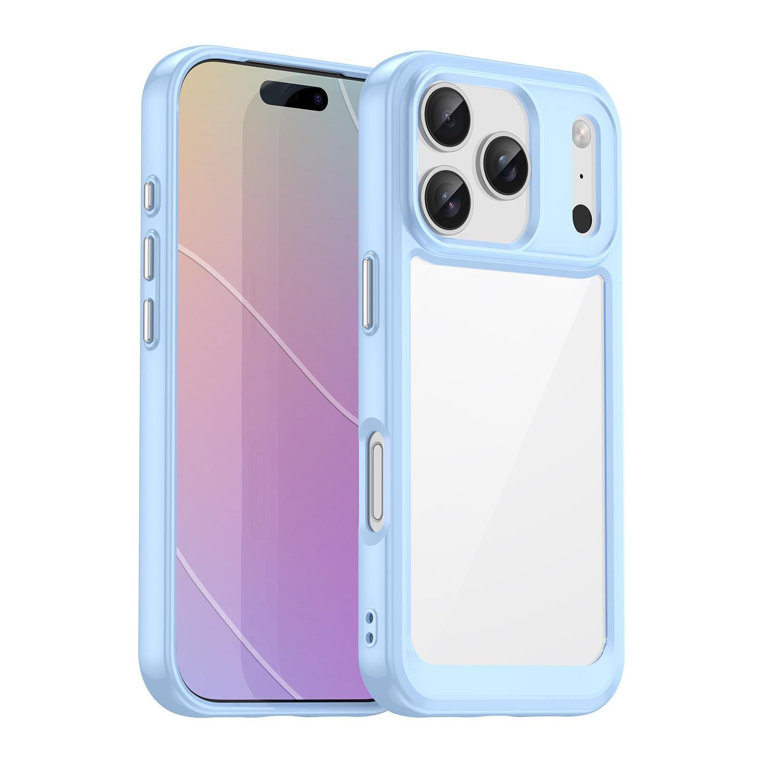 Compatible with iPhone 18 Pro Colorful Series Acrylic + TPU Phone Case - Blue