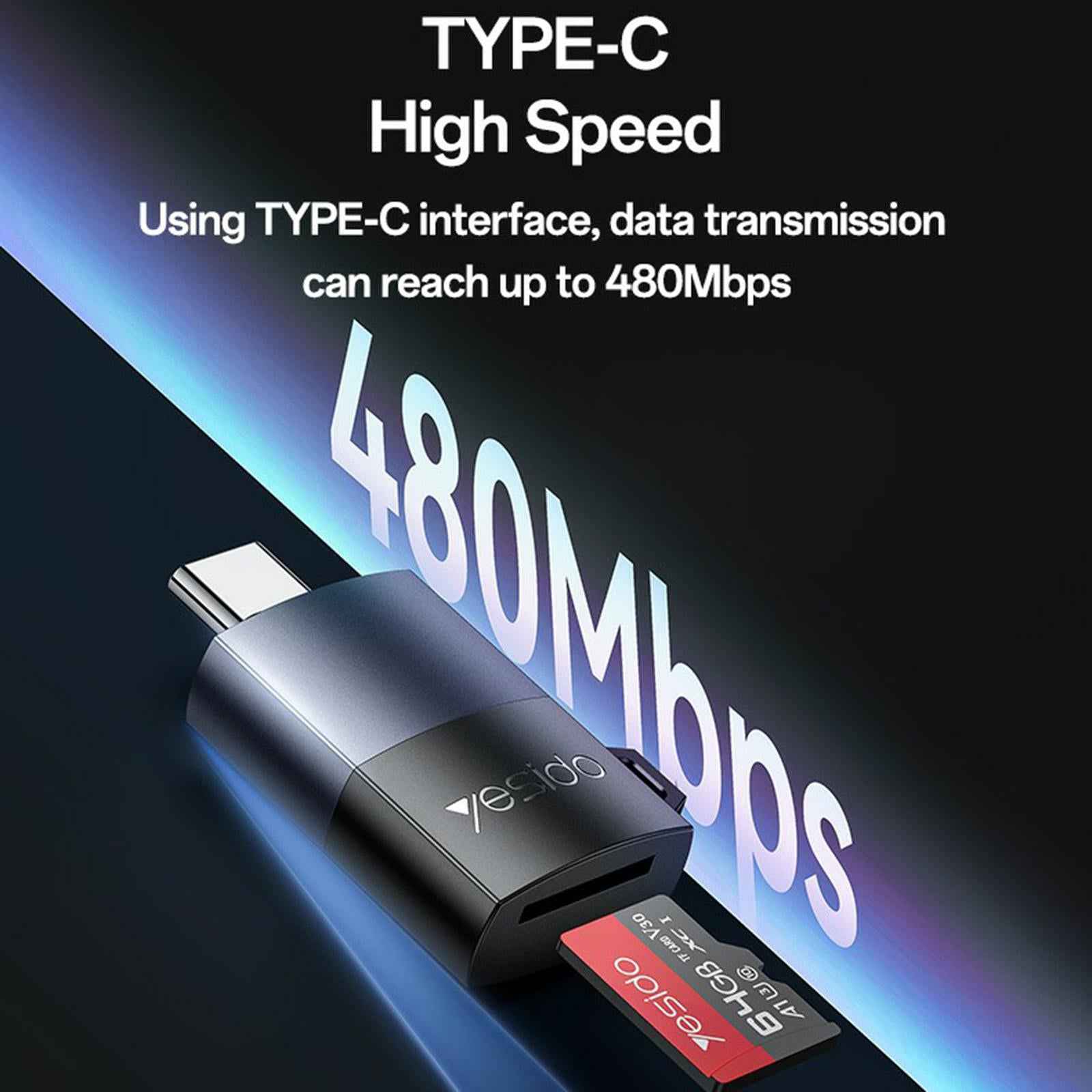 Uniqbuy For Yesido GS37 Type-C TF Card Reader(Black)