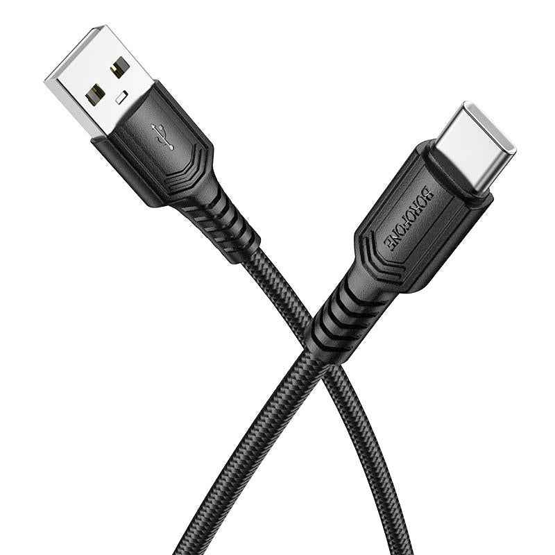 Uniqbuy For BOROFONE BX116 1m 3A USB to Type-C Certain Charging Data Cable(Black)