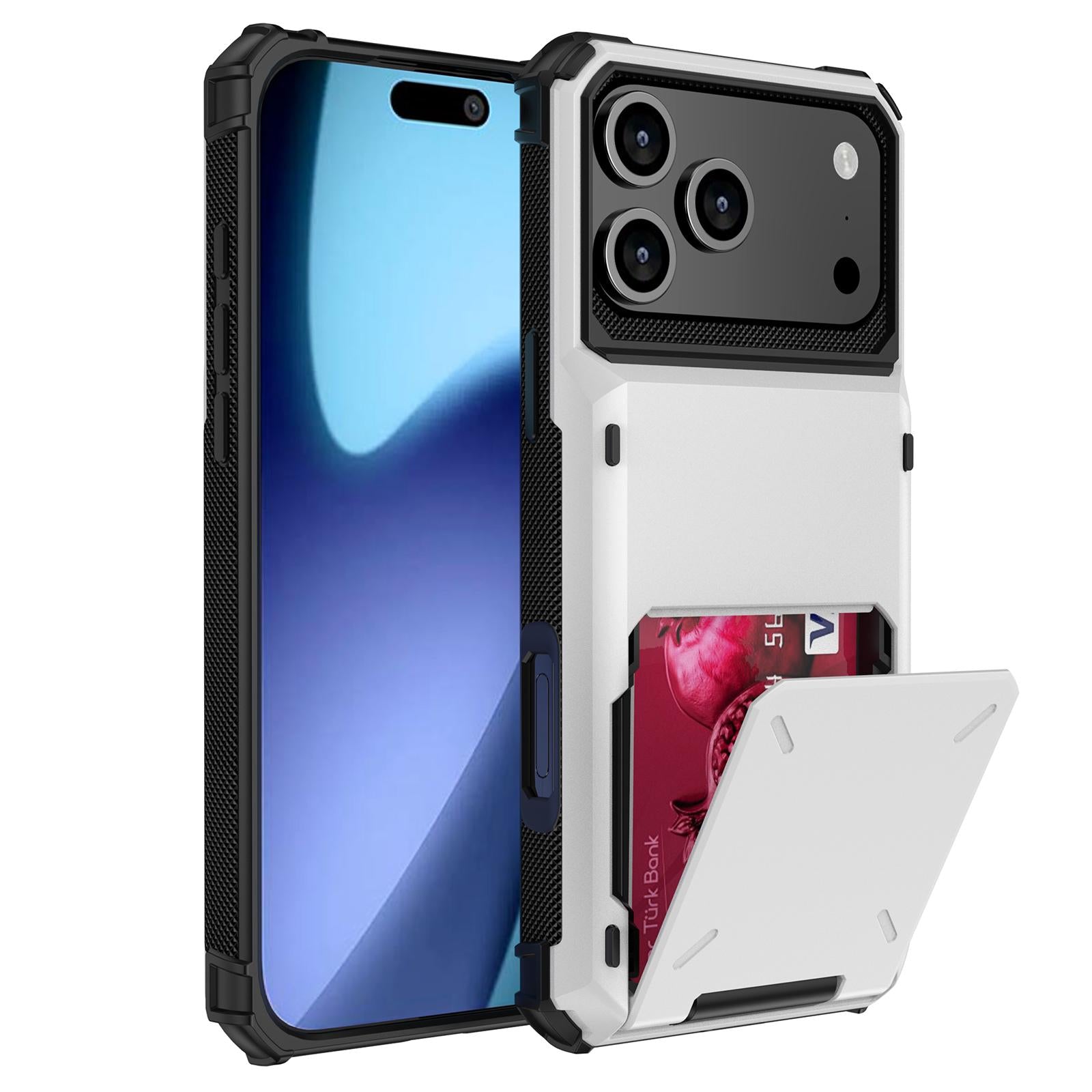 Compatible with iPhone 18 Pro Scratch-Resistant Shockproof Heavy Duty Rugged Armor Phone Case - White