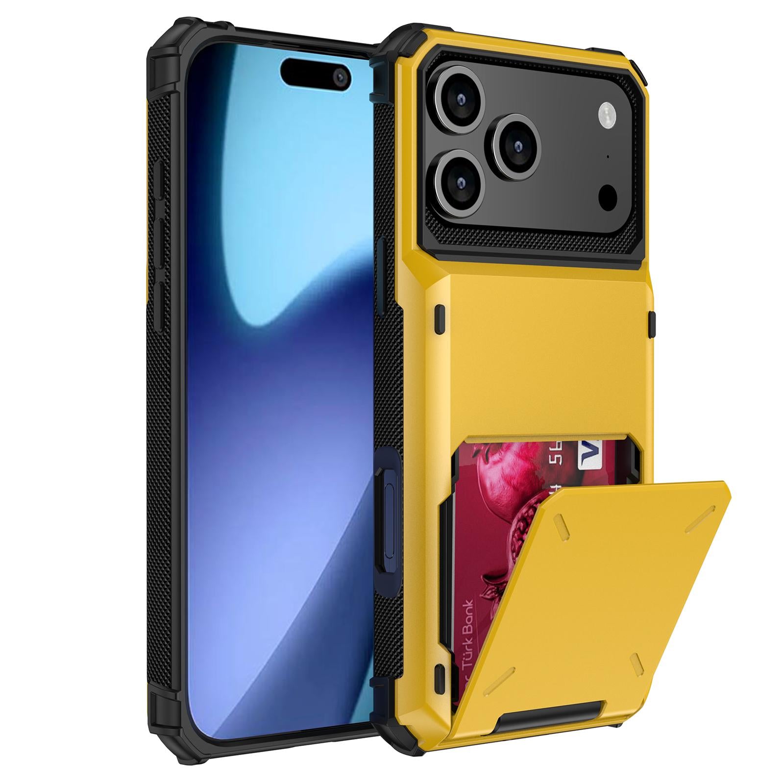 Compatible with iPhone 18 Pro Scratch-Resistant Shockproof Heavy Duty Rugged Armor Phone Case - Yellow