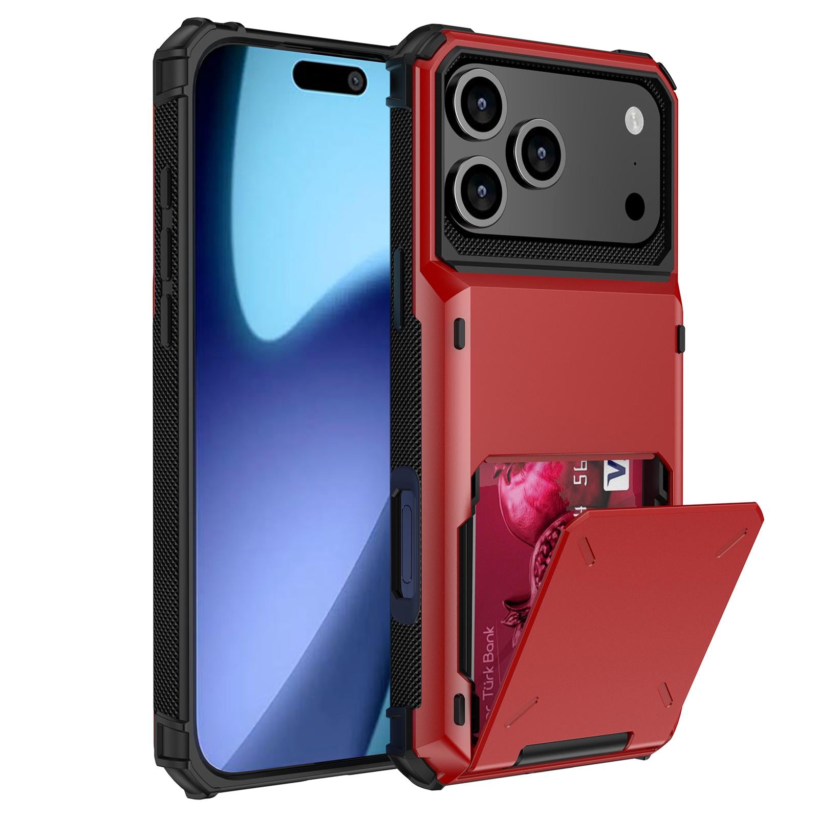 Compatible with iPhone 18 Pro Scratch-Resistant Shockproof Heavy Duty Rugged Armor Phone Case - Red