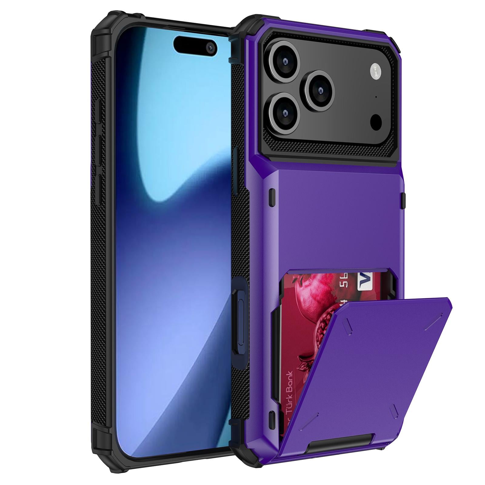 Compatible with iPhone 18 Pro Scratch-Resistant Shockproof Heavy Duty Rugged Armor Phone Case - Purple