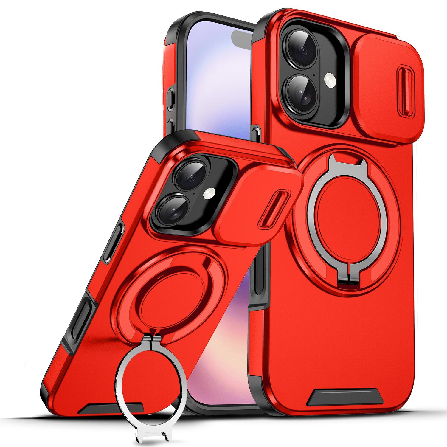 Compatible with iPhone 18 Sliding Camshield Ring Holder Phone Case - Red