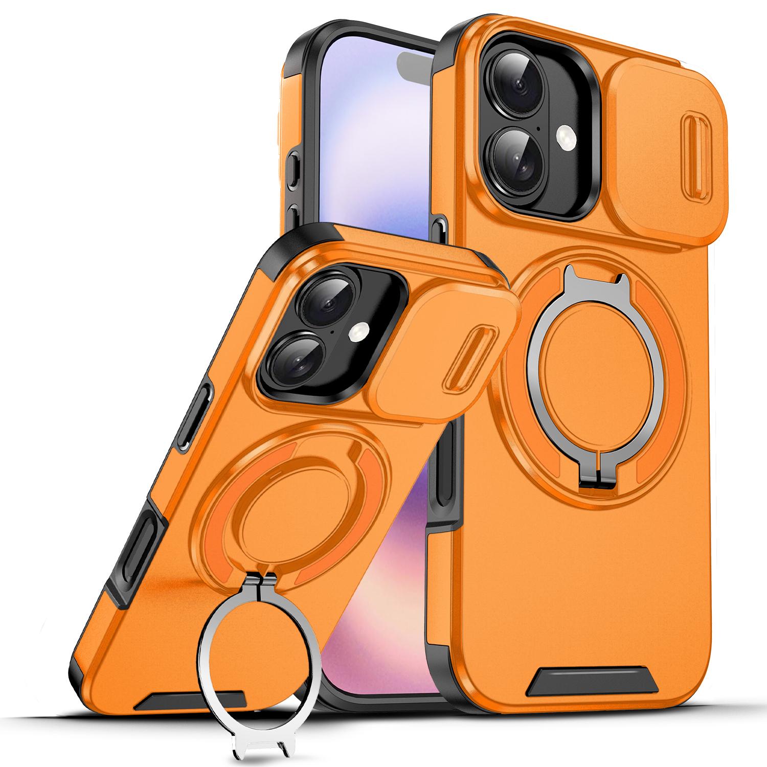 Compatible with iPhone 18 Sliding Camshield Ring Holder Phone Case - Orange