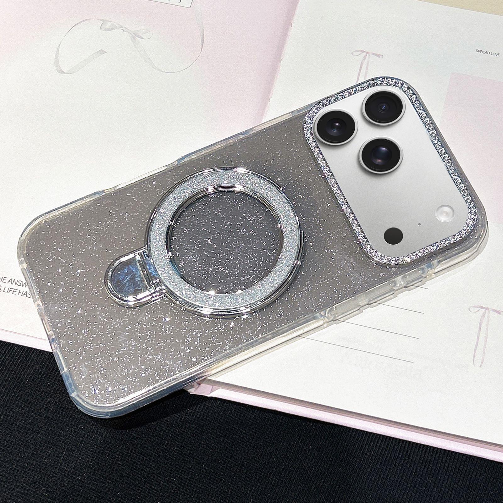 Compatible with iPhone 18 Pro & 17 Pro Gradient Glitter Diamonds MagSafe Phone Case - Black