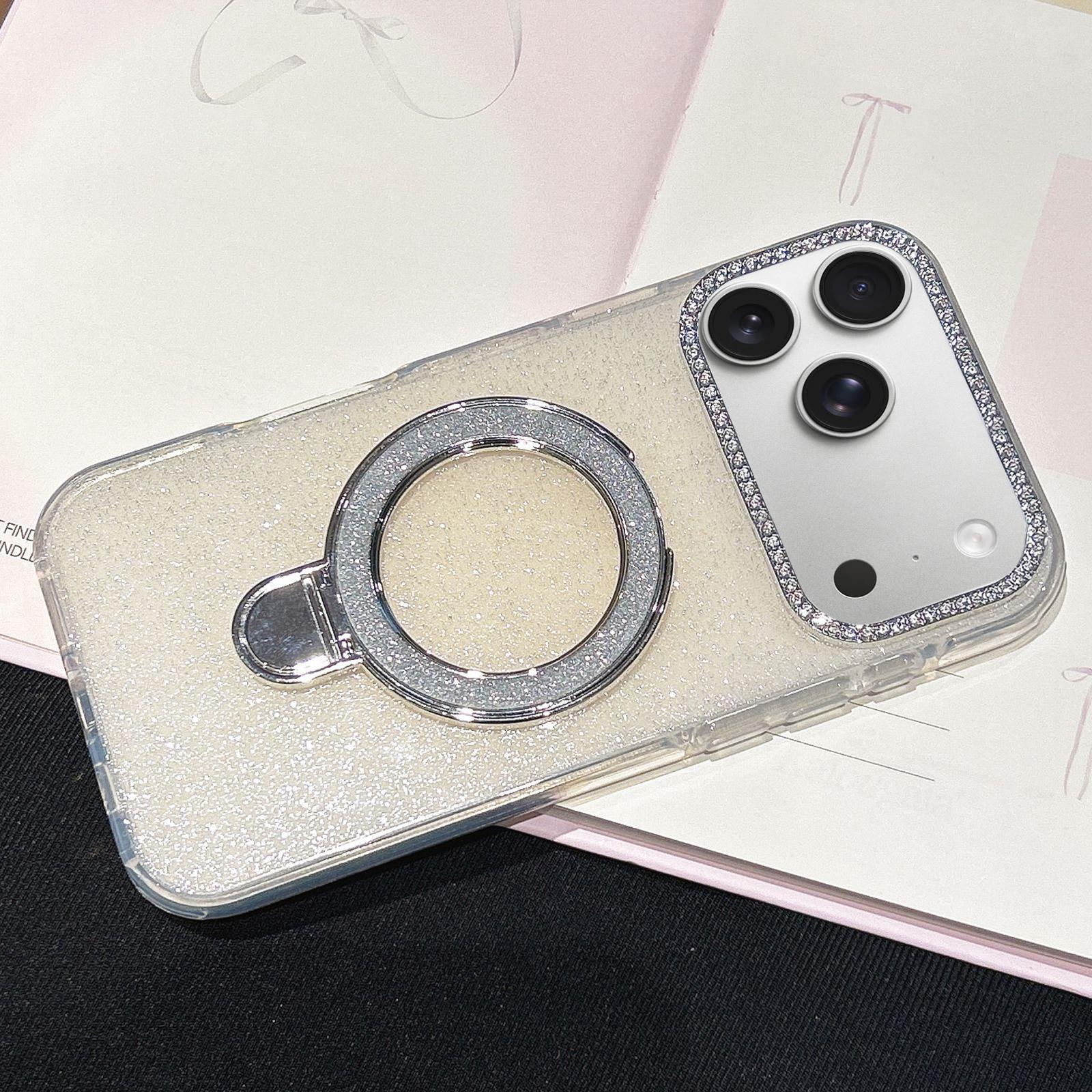 Compatible with iPhone 18 Pro & 17 Pro Gradient Glitter Diamonds MagSafe Phone Case - Light Yellow
