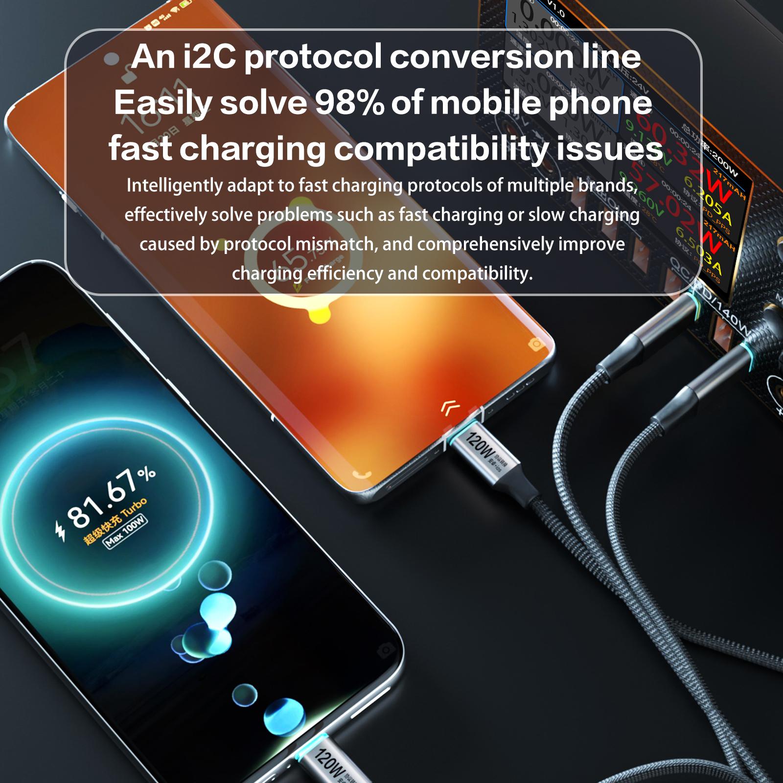 i2C Turbo PPS Protocol Conversion Cable Universal Flash Charging Cable, Model:TU1 65W
