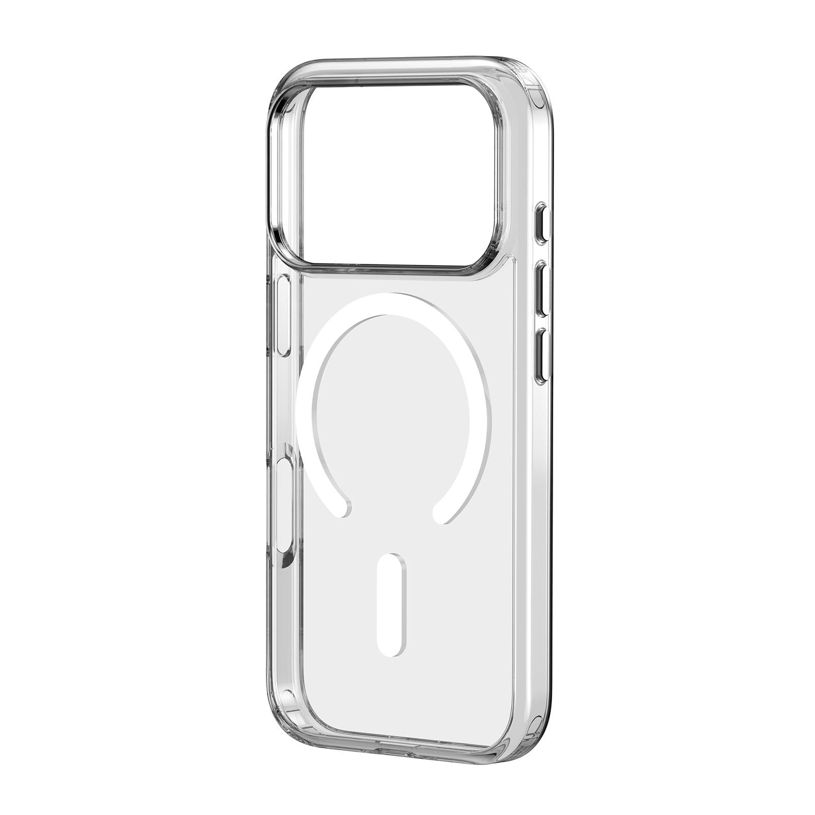 Compatible with iPhone 18 Pro ZGA Magsafe Metal Buttons Clear PC Dual-Layer TPU Phone Case - Transparent