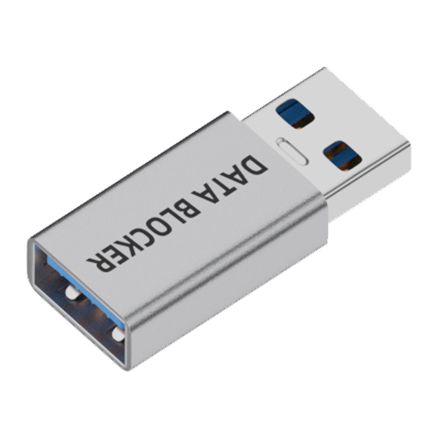 USB Charging Data Protection Blocker, Port:USB-A Female to USB-A Male(Silver)