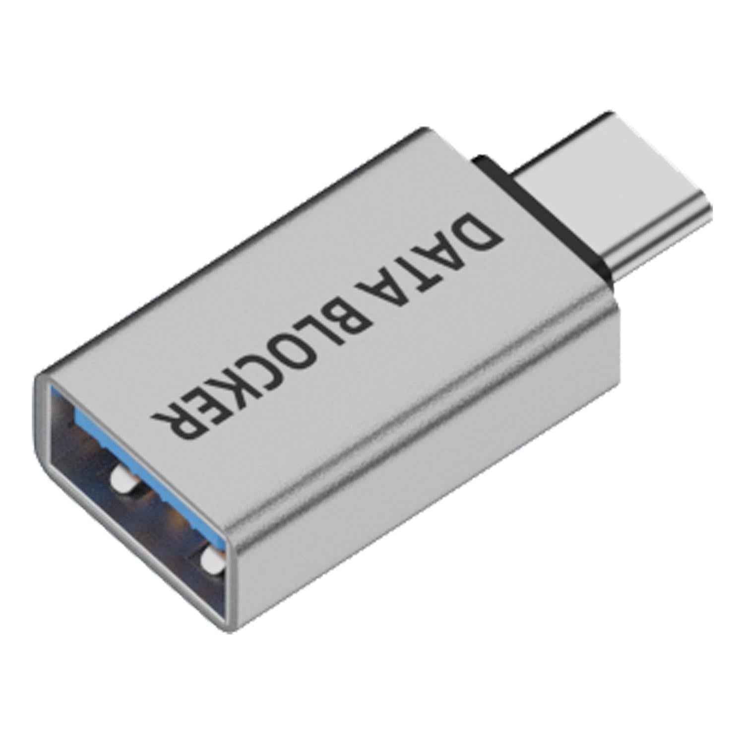 Uniqbuy For USB Charging Data Protection Blocker, Port:Type-C Male to USB-A Female(Silver)