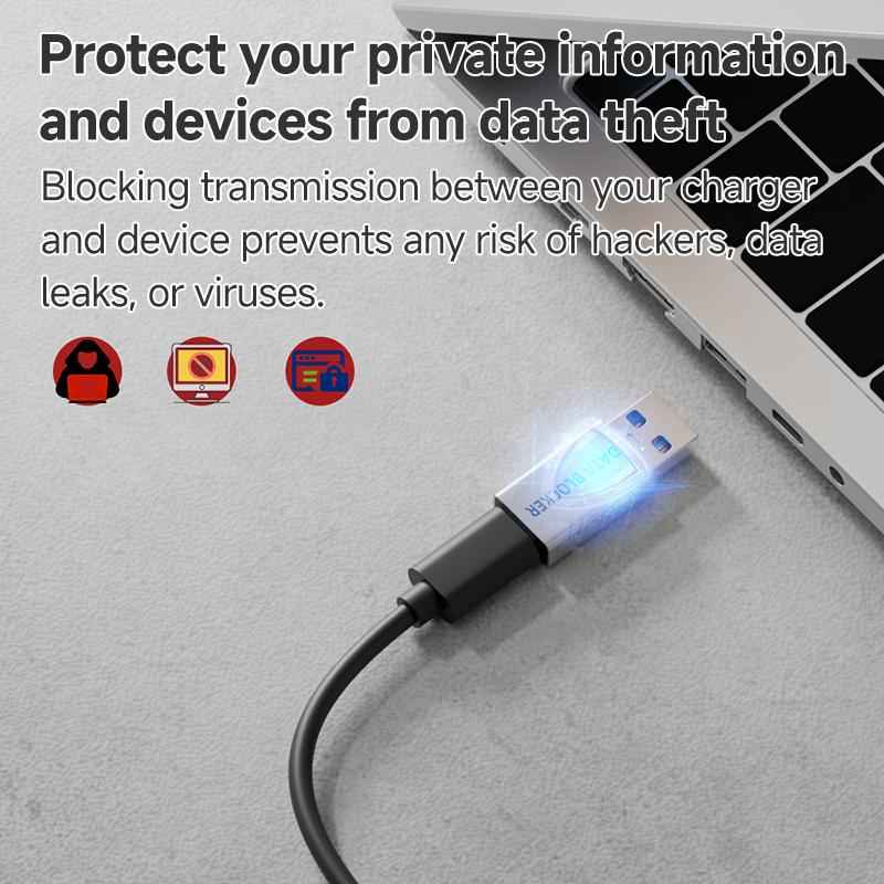 Uniqbuy For USB Charging Data Protection Blocker, Port:Type-C Male to USB-A Female(Gray Purple)