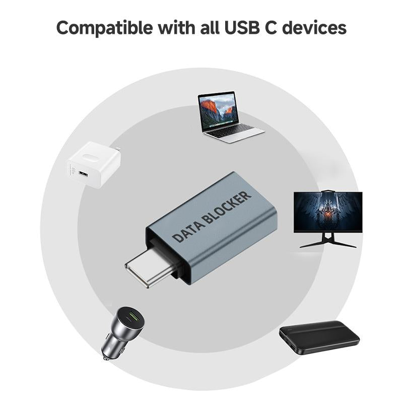 USB Charging Data Protection Blocker, Port:Type-C Male to USB-A Female(Silver)