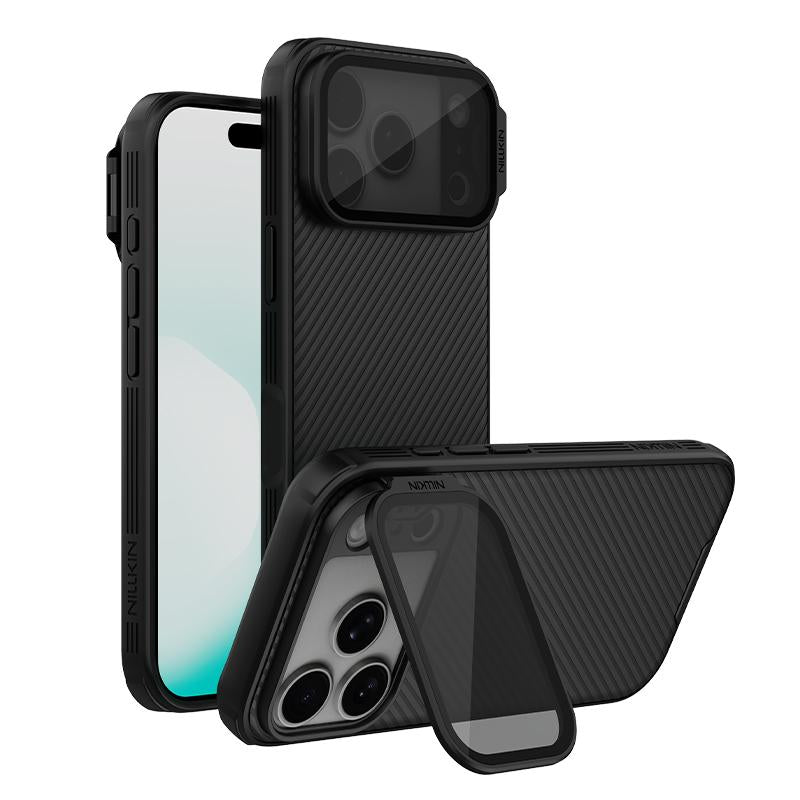 Compatible with iPhone 18 Pro NILLKIN Black Mirror Prop CD Texture Transparent Mirror Cover Phone Case - Black