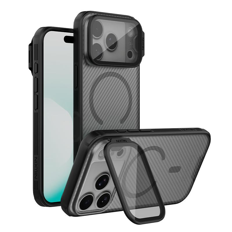 Compatible with iPhone 18 Pro NILLKIN CamShield Prop Transparent Mirror Cover MagSafe Magnetic Translucent PC Phone Case - Black