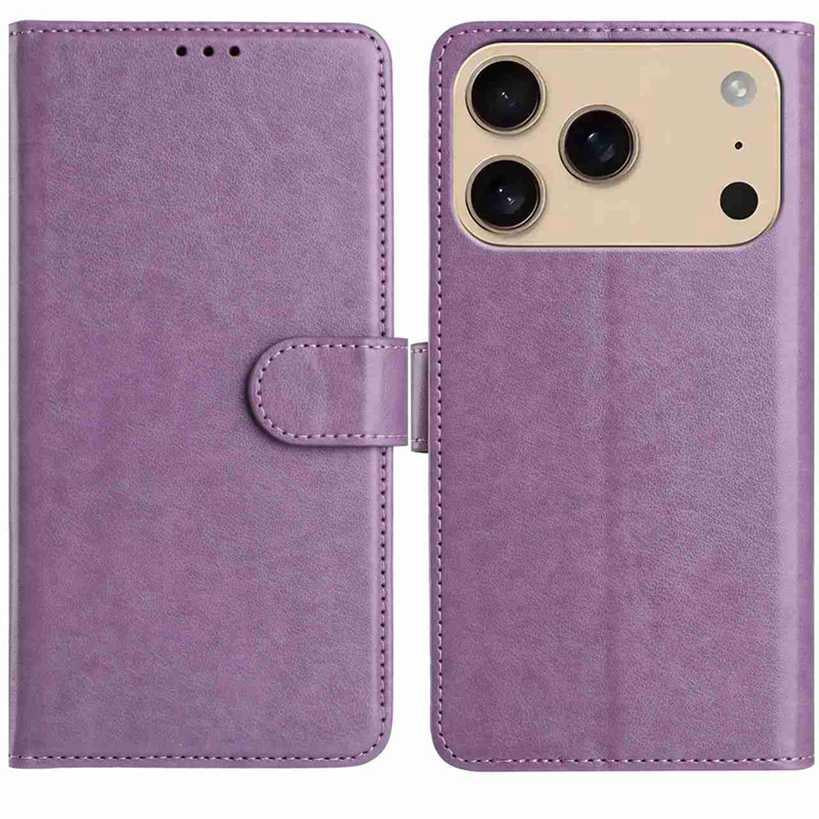Compatible with iPhone 18 Pro & 17 Pro Lambskin 8-card Slot Leather Phone Case - Purple