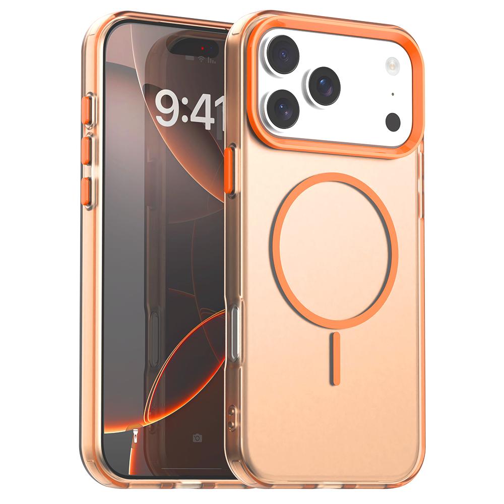 Compatible with iPhone 18 Pro Candy Fine Circle Magsafe PC Dual-Layer TPU Phone Case - Orange