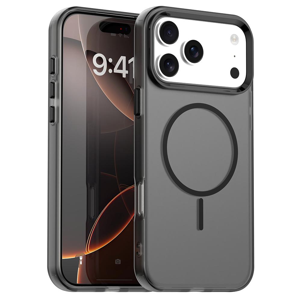 Compatible with iPhone 18 Pro Candy Fine Circle Magsafe PC Dual-Layer TPU Phone Case - Black
