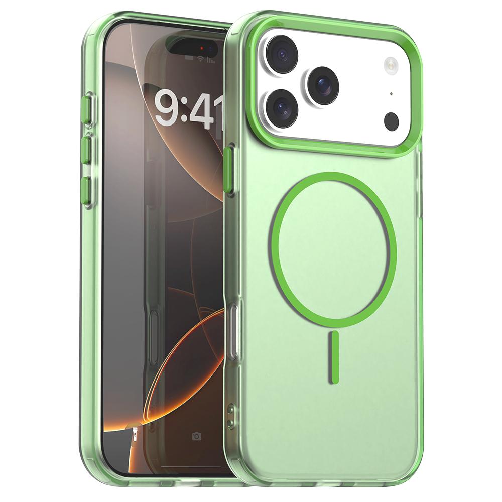 Compatible with iPhone 18 Pro Candy Fine Circle Magsafe PC Dual-Layer TPU Phone Case - Green