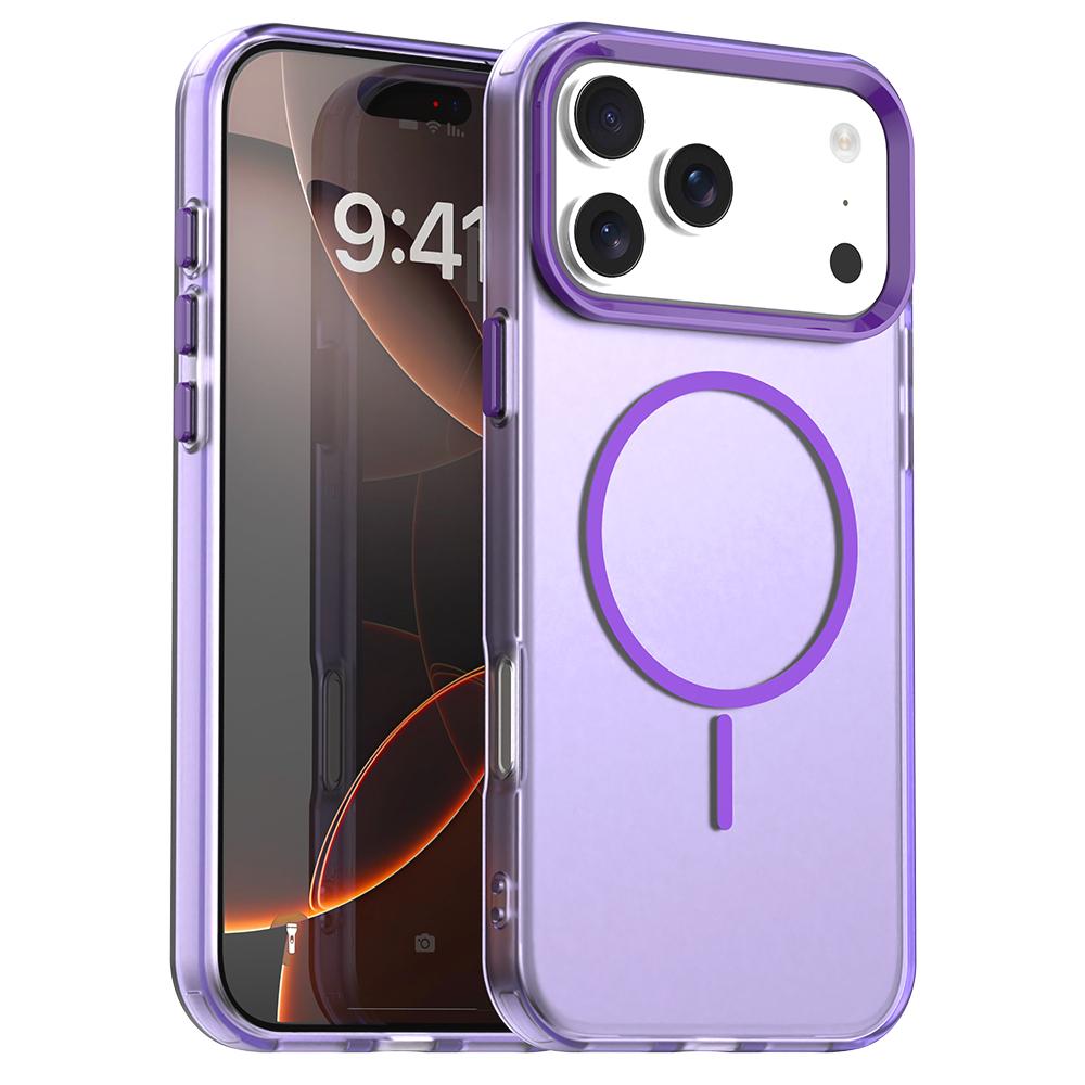 Compatible with iPhone 18 Pro Candy Fine Circle Magsafe PC Dual-Layer TPU Phone Case - Purple