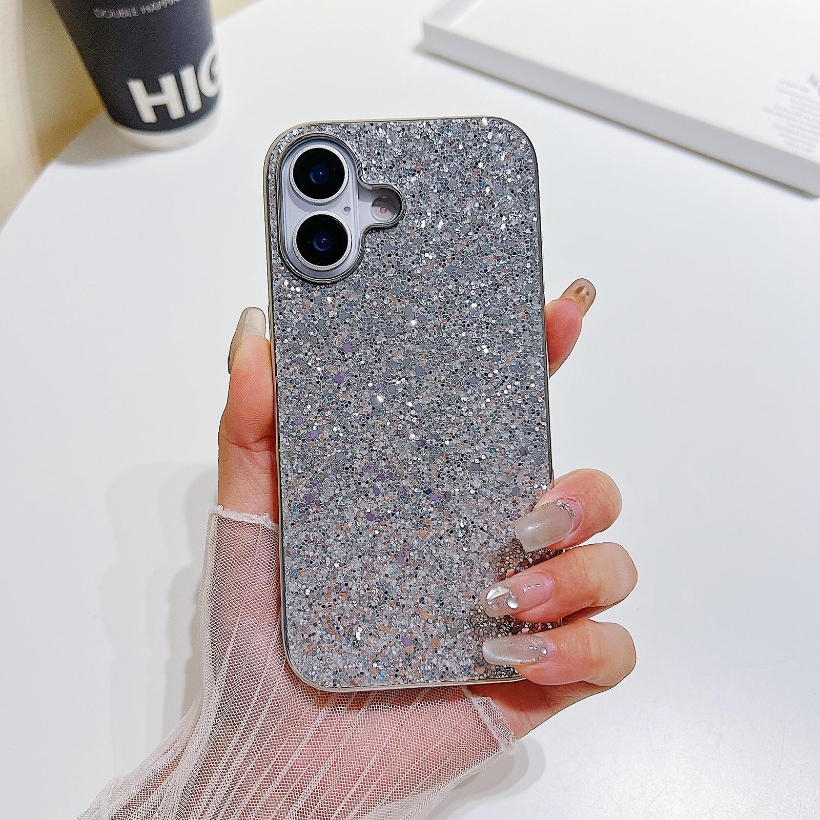 Compatible with iPhone 18 Glitter Powder Shockproof TPU Phone Case - Silver