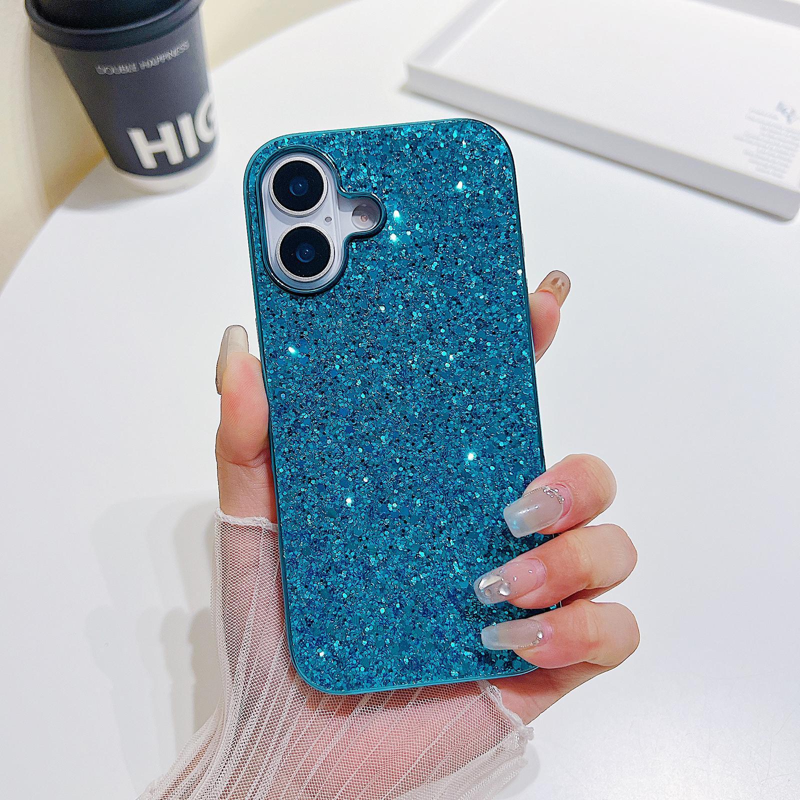 Compatible with iPhone 18 Glitter Powder Shockproof TPU Phone Case - Blue