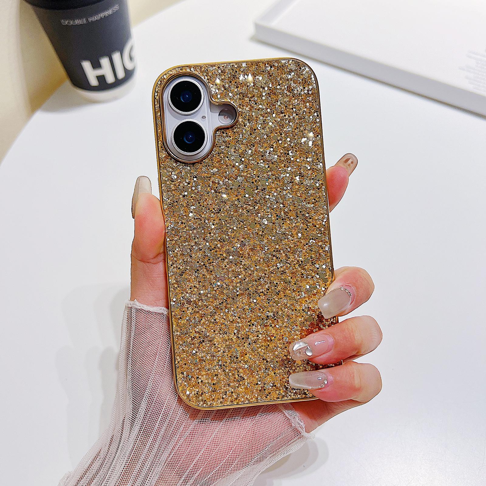Compatible with iPhone 18 Glitter Powder Shockproof TPU Phone Case - Gold