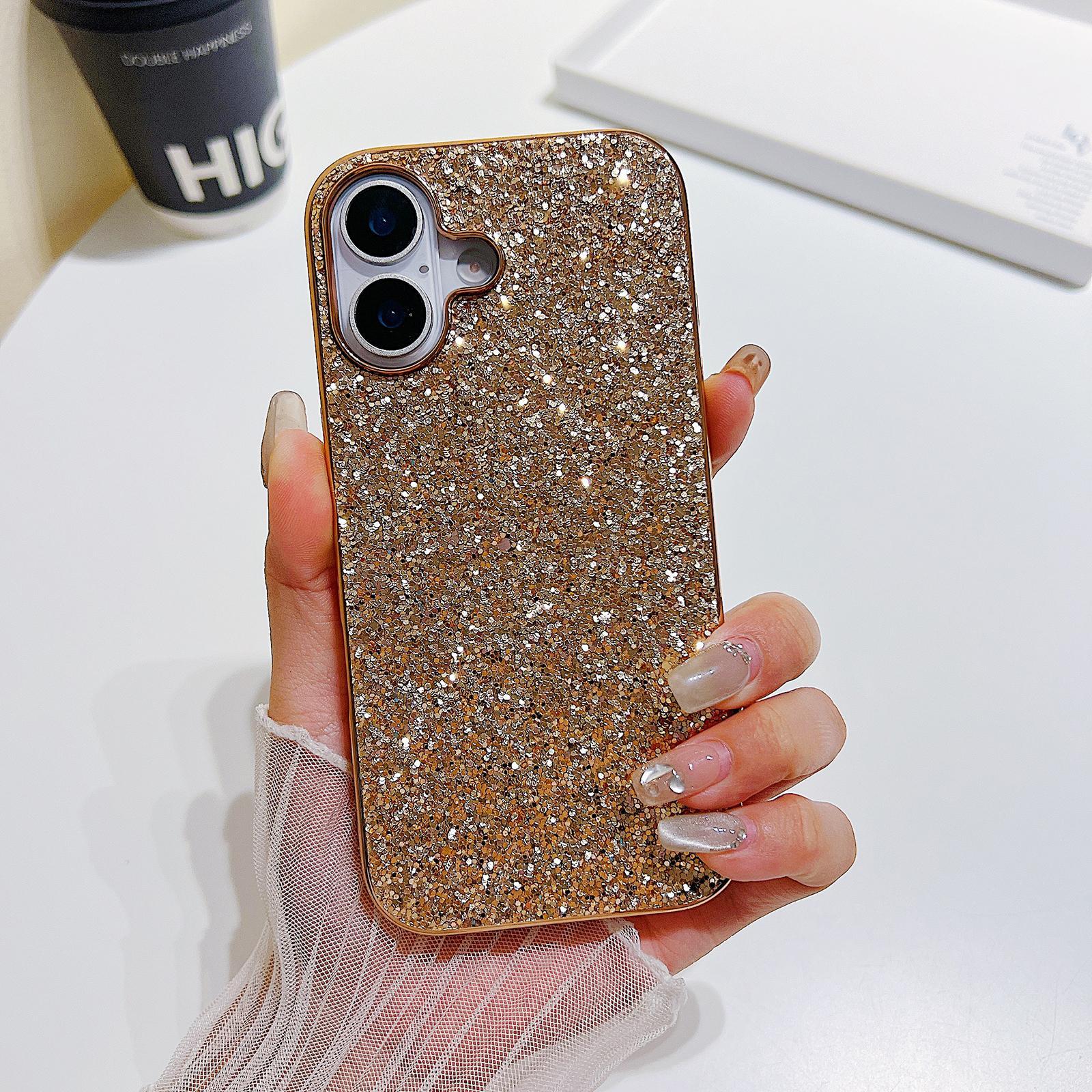 Compatible with iPhone 18 Glitter Powder Shockproof TPU Phone Case - Desert Gold