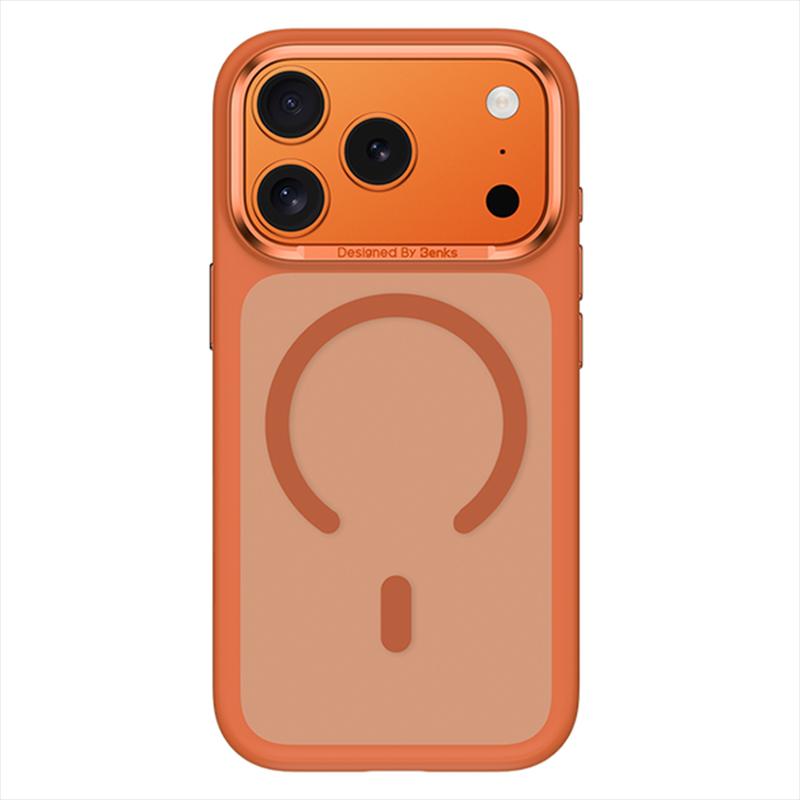 Compatible with iPhone 18 Pro & 17 Pro Benks Skin Feel Series MagSafe Magnetic Shockproof Phone Case - Orange