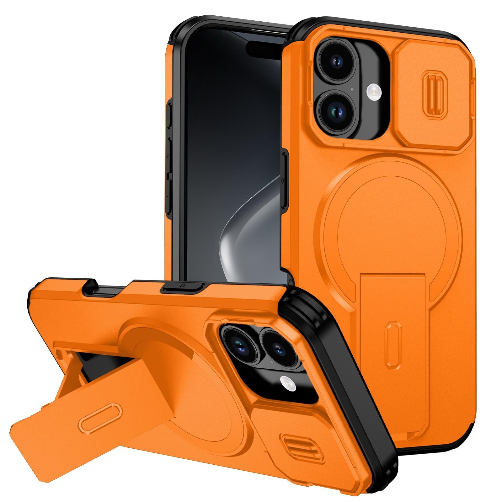 Compatible with iPhone 18 Sliding Camshield MagSafe Holder Phone Case - Orange