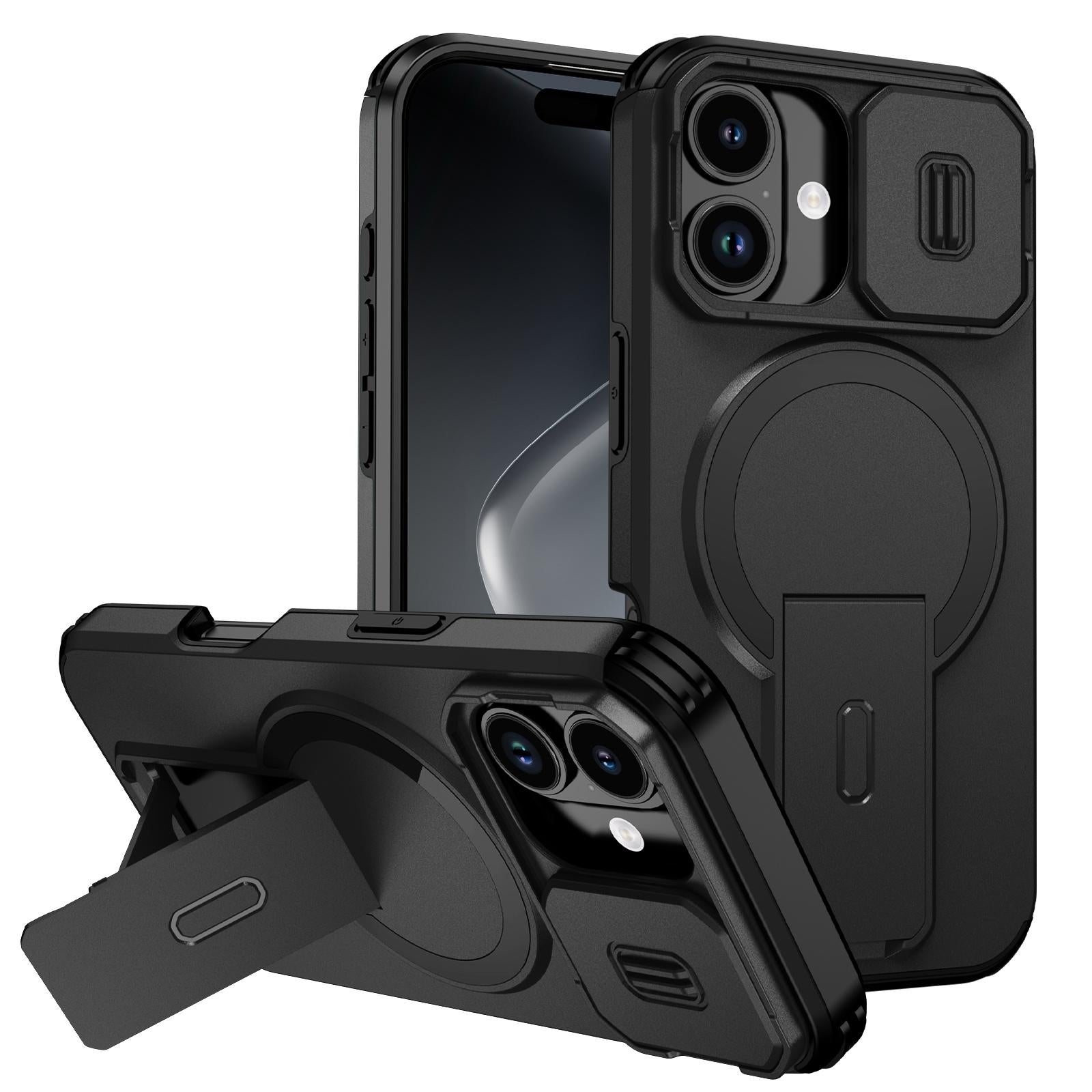 Compatible with iPhone 18 Sliding Camshield MagSafe Holder Phone Case - Black
