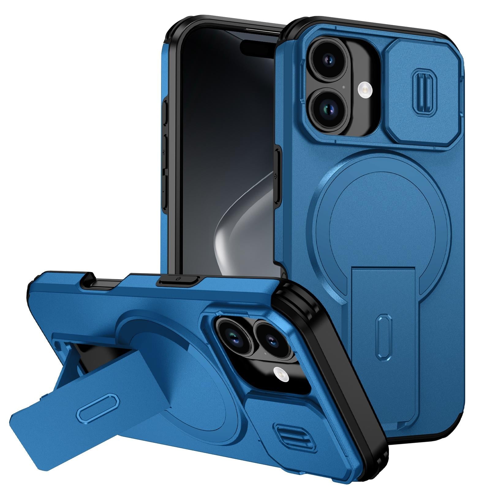 Compatible with iPhone 18 Sliding Camshield MagSafe Holder Phone Case - Blue