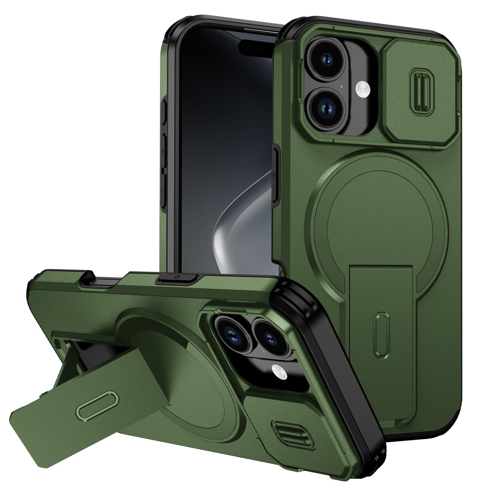 Compatible with iPhone 18 Sliding Camshield MagSafe Holder Phone Case - Green