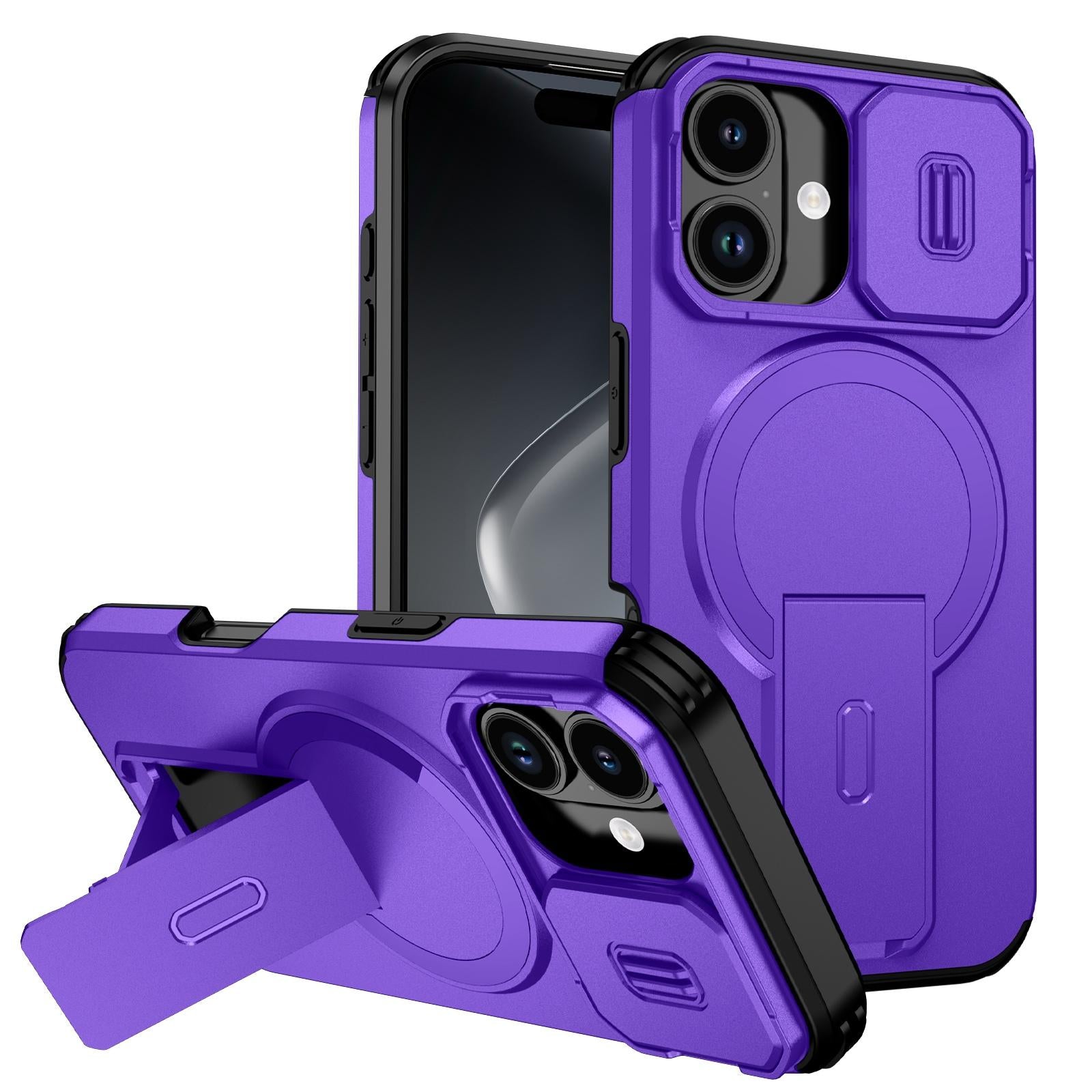 Compatible with iPhone 18 Sliding Camshield MagSafe Holder Phone Case - Purple
