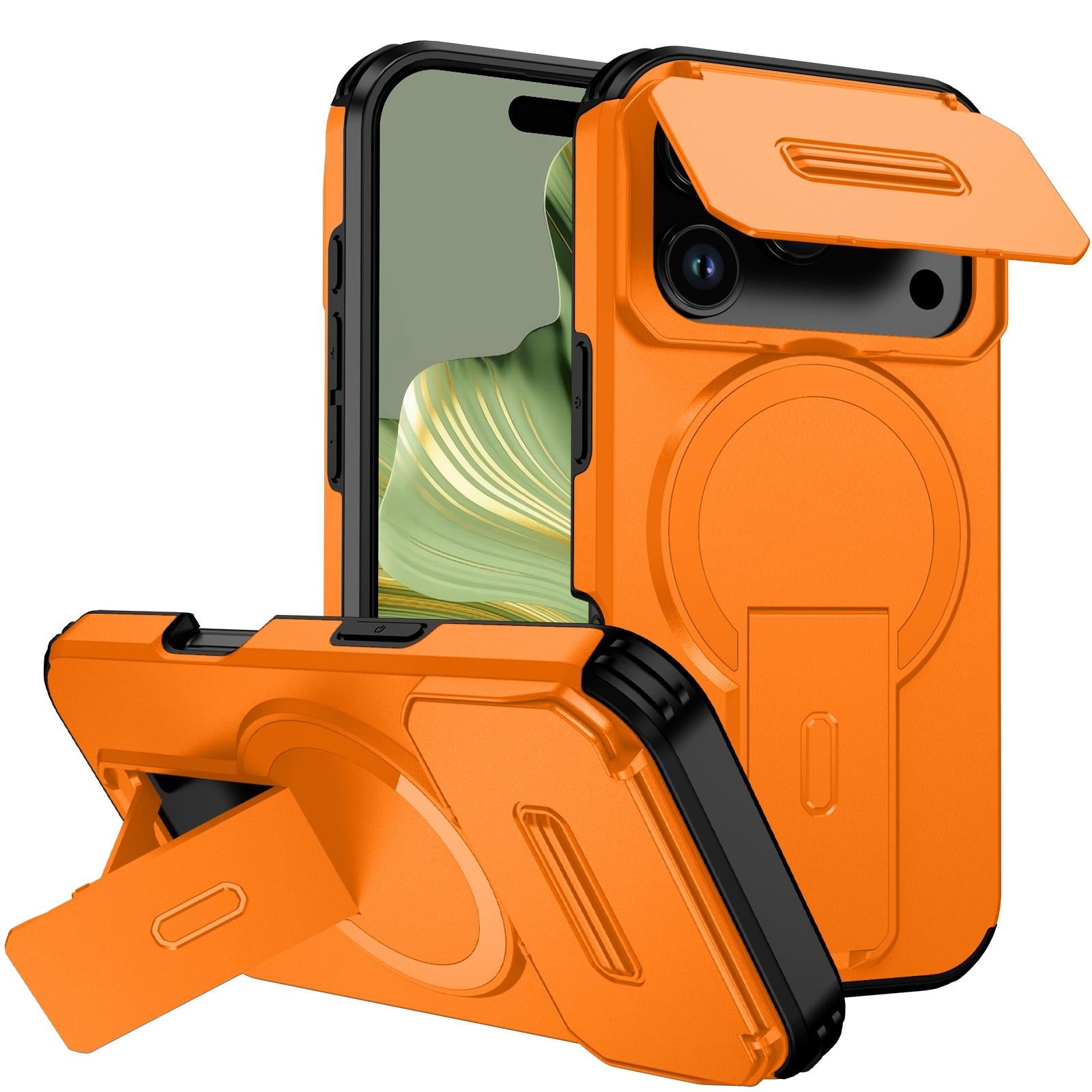 Compatible with iPhone 18 Pro Sliding Camshield MagSafe Holder Phone Case - Orange