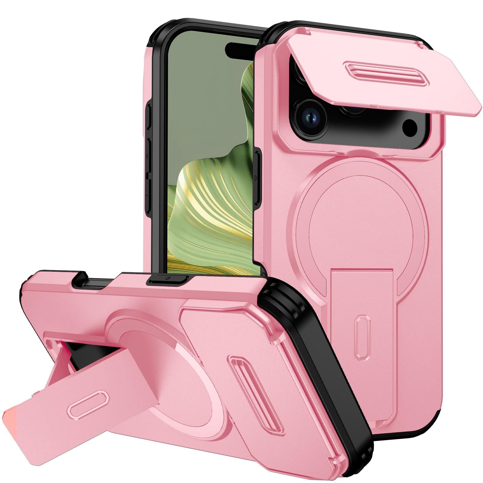 Compatible with iPhone 18 Pro Sliding Camshield MagSafe Holder Phone Case - Pink