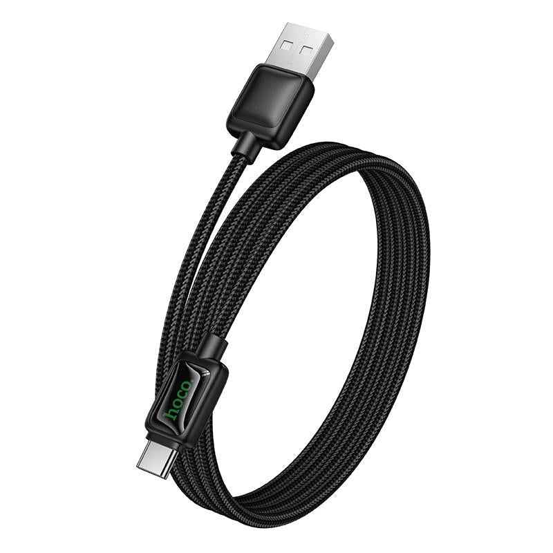 Uniqbuy For hoco U146 Mundo 1.2m 3A USB to Type-C Charging Data Cable with LED(Black)
