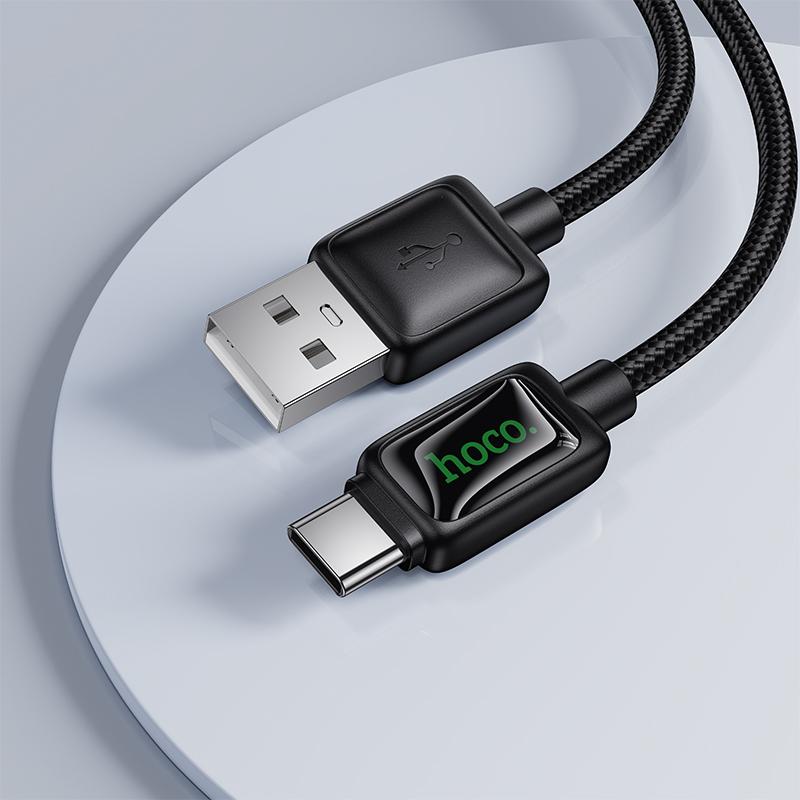 hoco U146 Mundo 1.2m 3A USB to Type-C Charging Data Cable with LED(Black)