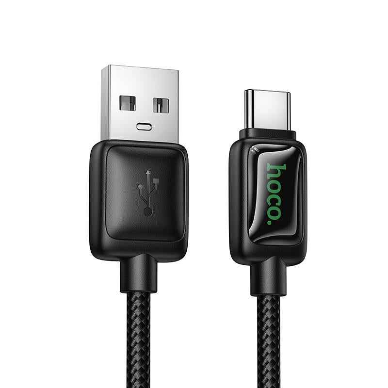 Uniqbuy For hoco U146 Mundo 1.2m 3A USB to Type-C Charging Data Cable with LED(Black)