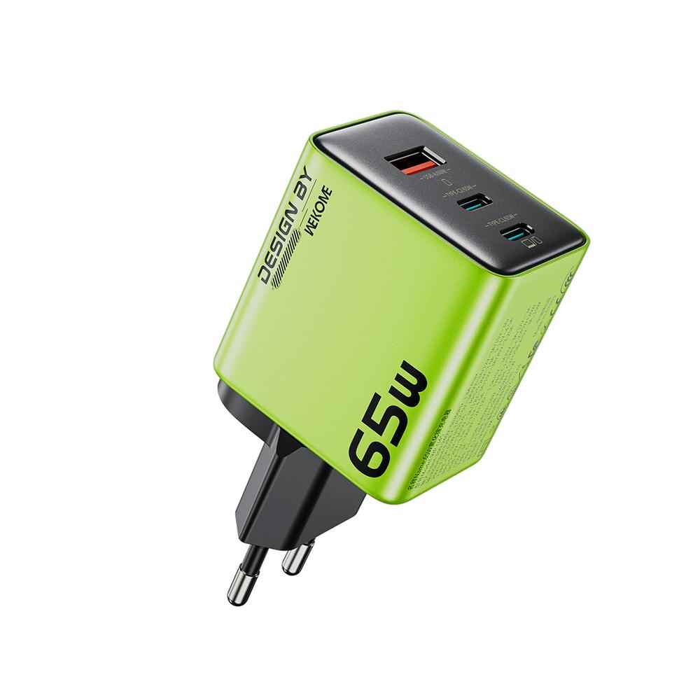 Uniqbuy For WK WP-U45 Keylour 65W Type-Cx2, USB GaN Charger, Plug:EU Plug(Green)