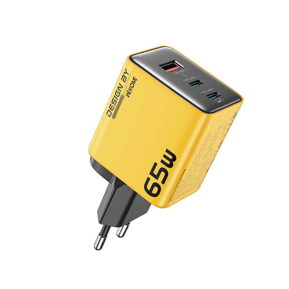 Uniqbuy For WK WP-U45 Keylour 65W Type-Cx2, USB GaN Charger, Plug:EU Plug(Yellow)