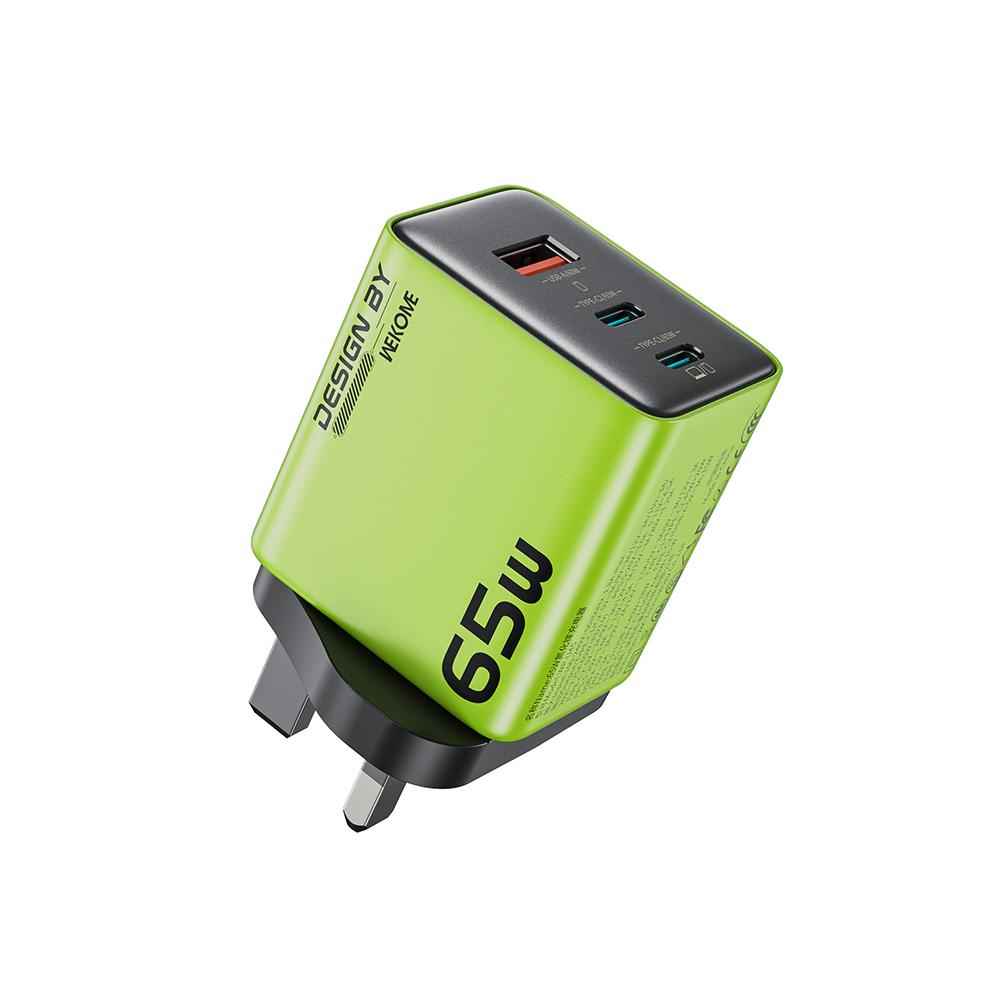 Uniqbuy For WK WP-U45 Keylour 65W Type-Cx2, USB GaN Charger, Plug:UK Plug(Green)