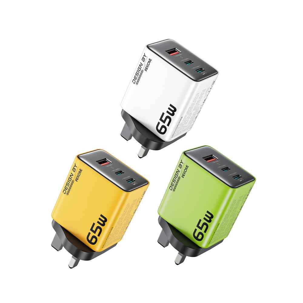 Uniqbuy For WK WP-U45 Keylour 65W Type-Cx2, USB GaN Charger, Plug:UK Plug(Green)