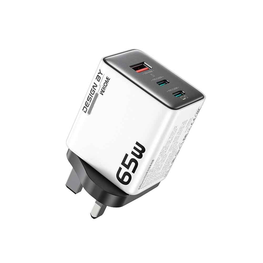Uniqbuy For WK WP-U45 Keylour 65W Type-Cx2, USB GaN Charger, Plug:UK Plug(White)