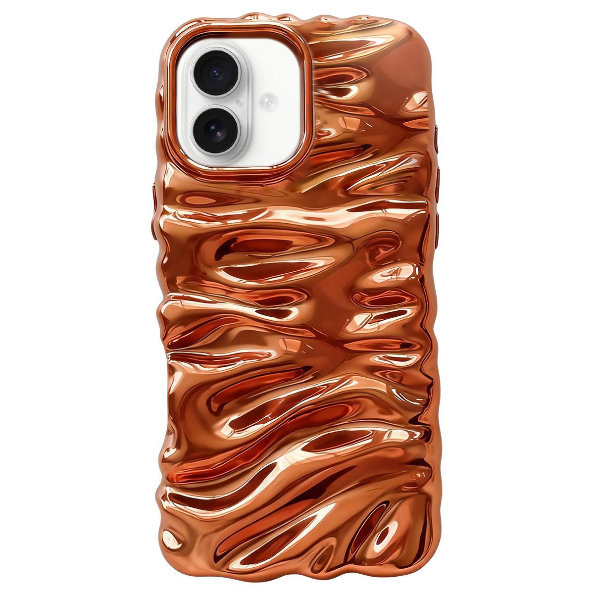 Compatible with iPhone 18 Cream Texture Electroplating TPU Full Coverage Phone Case - Orange