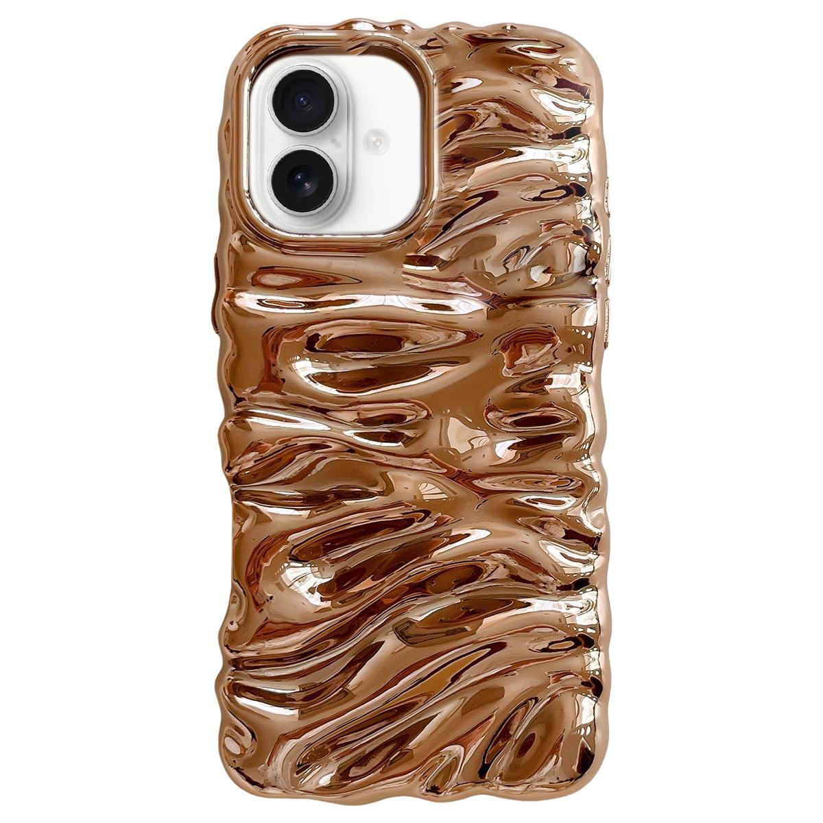 Compatible with iPhone 18 Cream Texture Electroplating TPU Full Coverage Phone Case - Gold