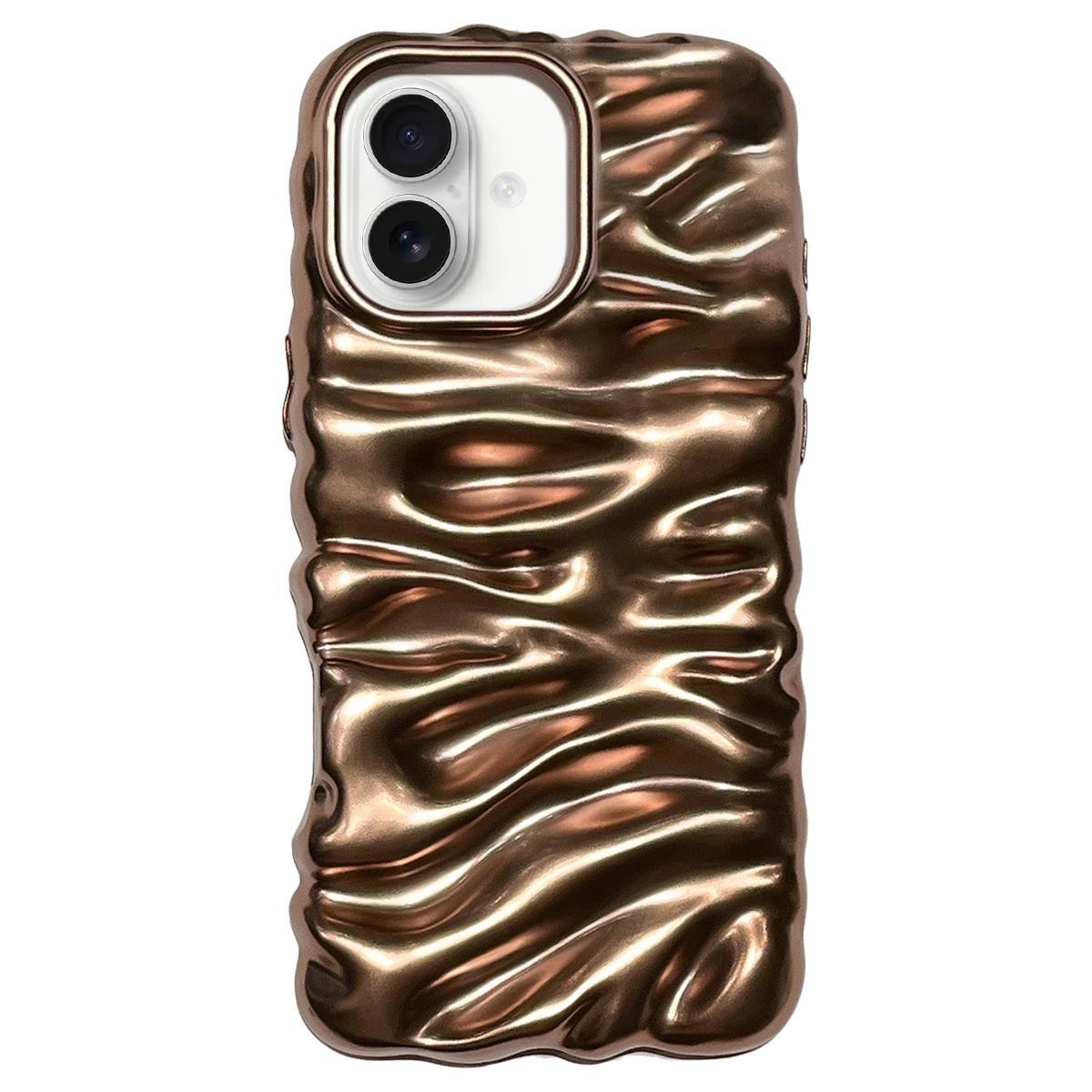 Compatible with iPhone 18 Cream Texture Electroplating TPU Full Coverage Phone Case - Matte Gold